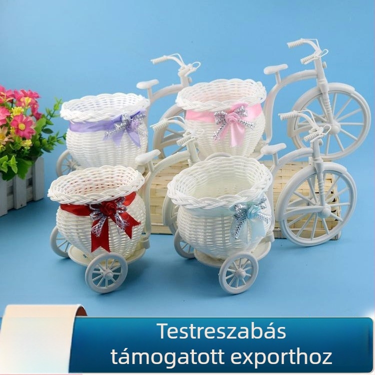 Kézzel szőtt nagy tárolókosár díszítéshez és ajándékokhoz, modell LX-FT0018, anyag: műanyag, eredet: Guangxi, stílus: idillikus.