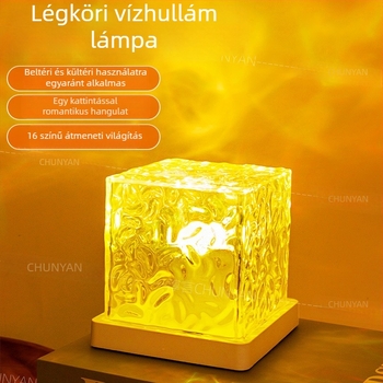 Éjszakai fény vízihullámokkal és forgó északi fény projektióval – beépített akkumulátor, érintéses kapcsoló, akril árnyékoló