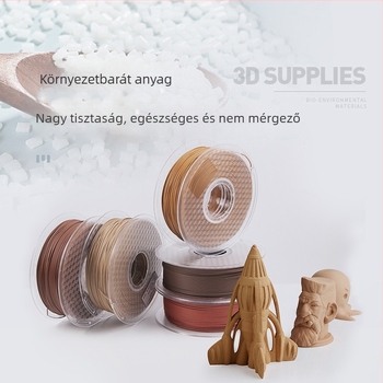 Fa hatású PLA filament 3D nyomtatáshoz, kör keresztmetszet, 1 kg, hossz 330-340 m, sűrűség 1,25 g/cm³, korong alakú megjelenés