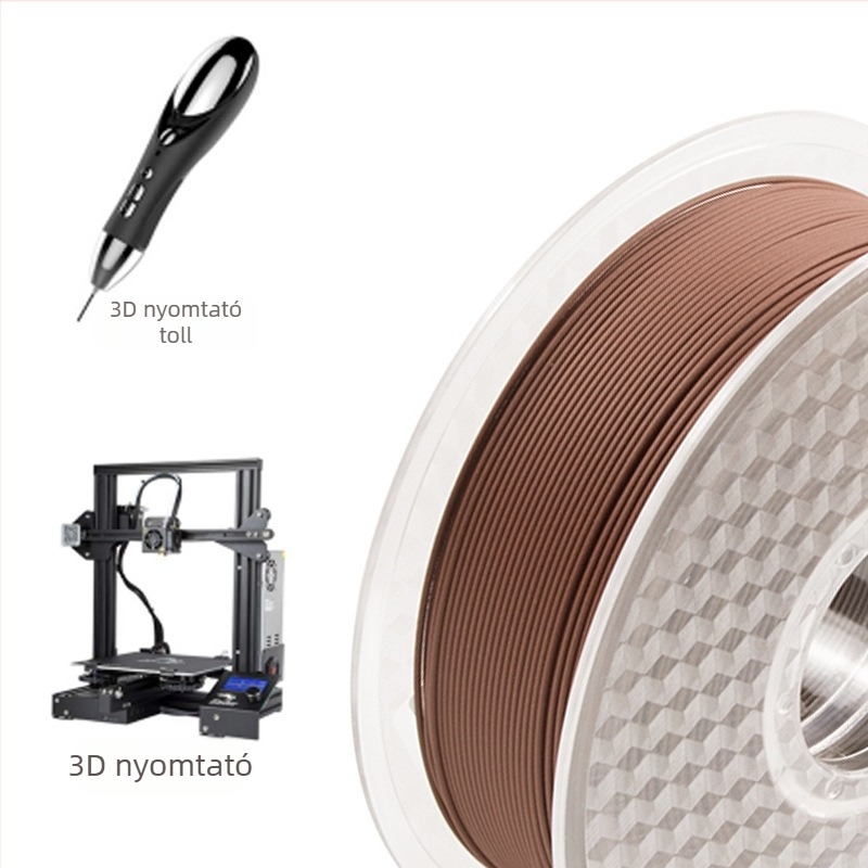 Fa hatású PLA filament 3D nyomtatáshoz, kör keresztmetszet, 1 kg, hossz 330-340 m, sűrűség 1,25 g/cm³, korong alakú megjelenés