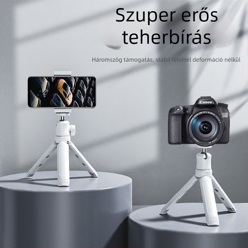 Mini asztali telefon-stabilizátor 360°-os forgatással, hordozható, fém kivitel; Bluetooth támogatás; távirányító tartozék