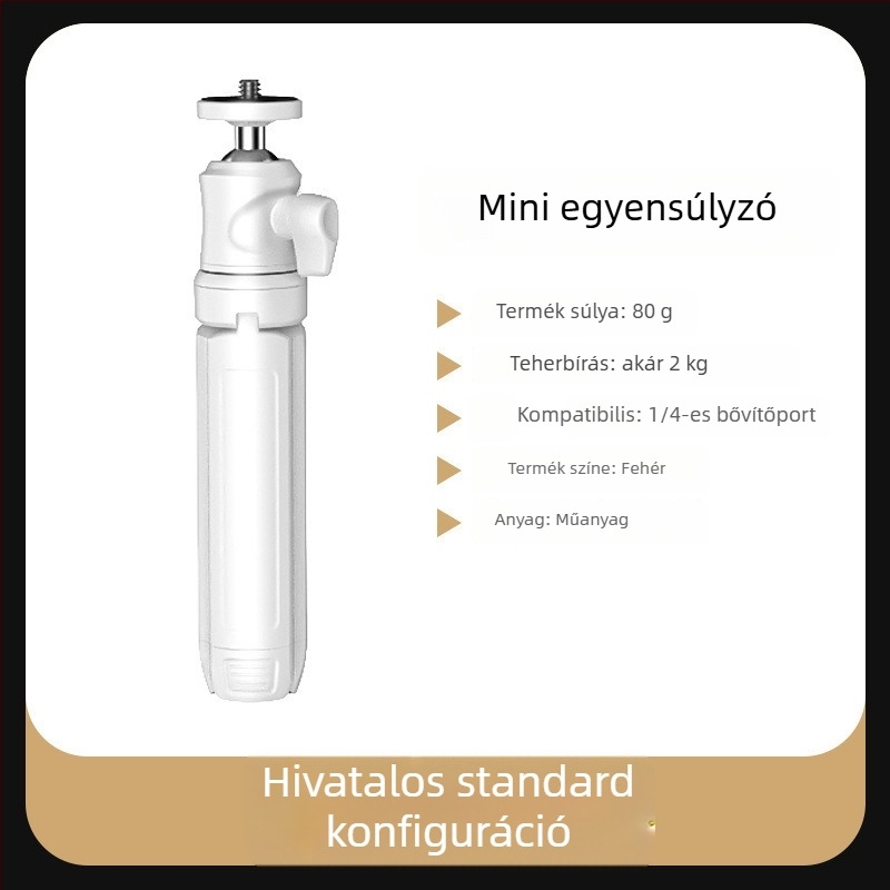 Mini asztali telefon-stabilizátor 360°-os forgatással, hordozható, fém kivitel; Bluetooth támogatás; távirányító tartozék