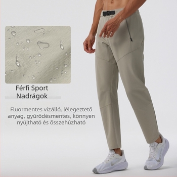Férfi kültéri gyorsan száradó nadrág – kémiai szálak keverékéből készült anyag; nyár és tavasz szezonokra; futásra és edzésre
