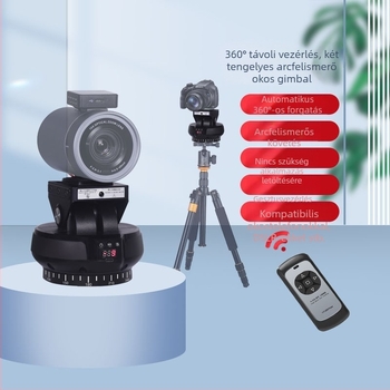 Arckövető Gimbal DSLR/Mirrorless kamerákhoz, okostelefonhoz és GoPro-hoz – távirányítás, 1/4-inch csavaros rögzítés, vízszintes 230°, függőleges 70°, tömeg 0.8 kg