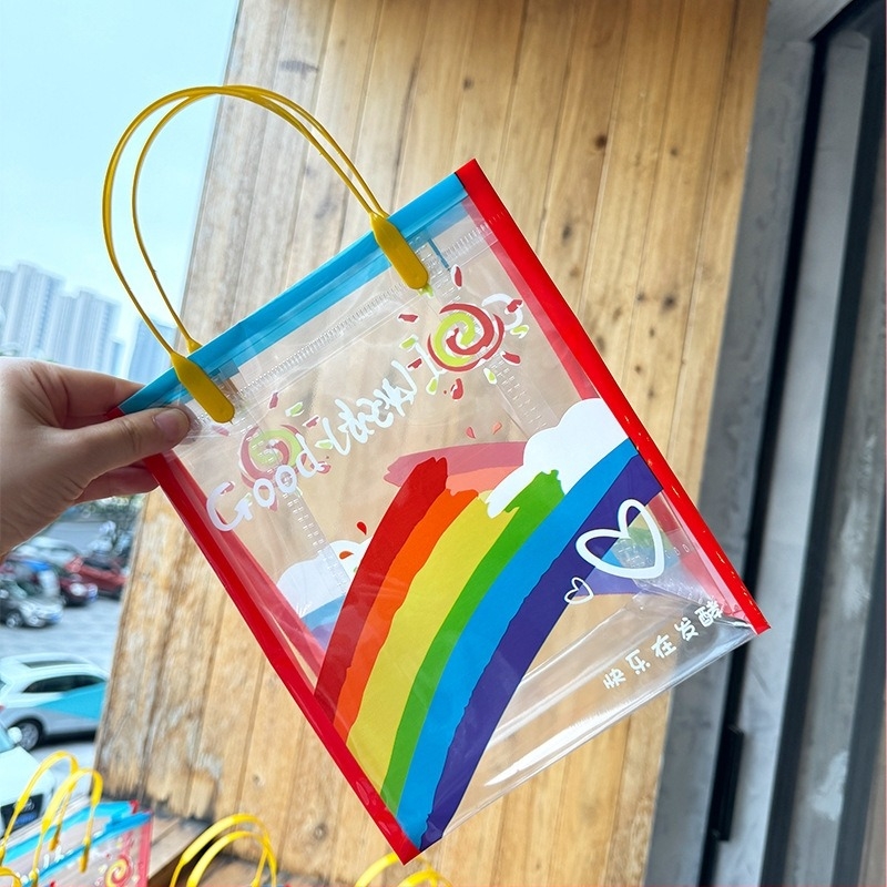 Óvodai PVC táska, átlátszó, kétszintes felépítés, többfunkciós