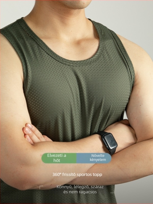Sportmellény szoros szabású, lyukacsos hálózati anyag, 78% nejlon / 22% spandex, vékony anyag, nyár 2025