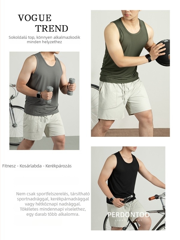 Sportmellény szoros szabású, lyukacsos hálózati anyag, 78% nejlon / 22% spandex, vékony anyag, nyár 2025