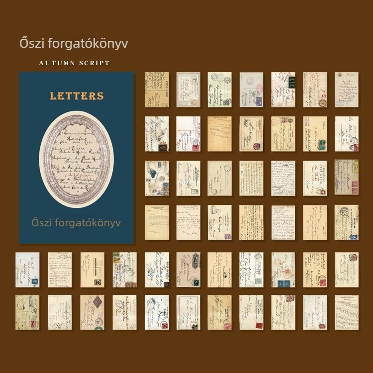 Dekoratív naplóíró papírszett, 50 lap, vintage növény motívummal, ragasztó nélkül. Márka: OTHER; Modellezés: Paper brick; IP engedély: Nem