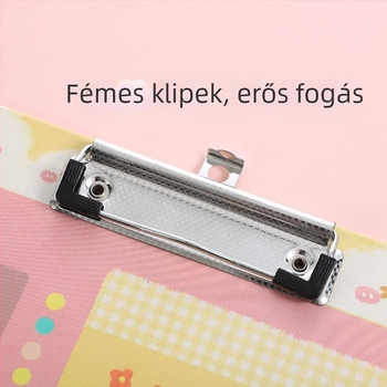 Klipbord kettős csíptetéssel: erős csipesz + lemezcsipesz, papír felület, lemez vastagsága 3 mm, hátsó szélesség 22 mm