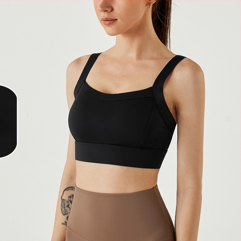 Női jóga topp, rögzített kosár, gyorsan szárad, 3/4 kosár, közepes formájú kosár, Nylon 75% / Spandex 25%