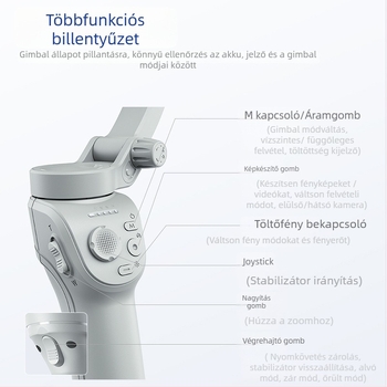Kézben tartható 3-tengelyes telefonstabilizáló gimbal arcfelismeréssel, Bluetooth és távvezérlővel