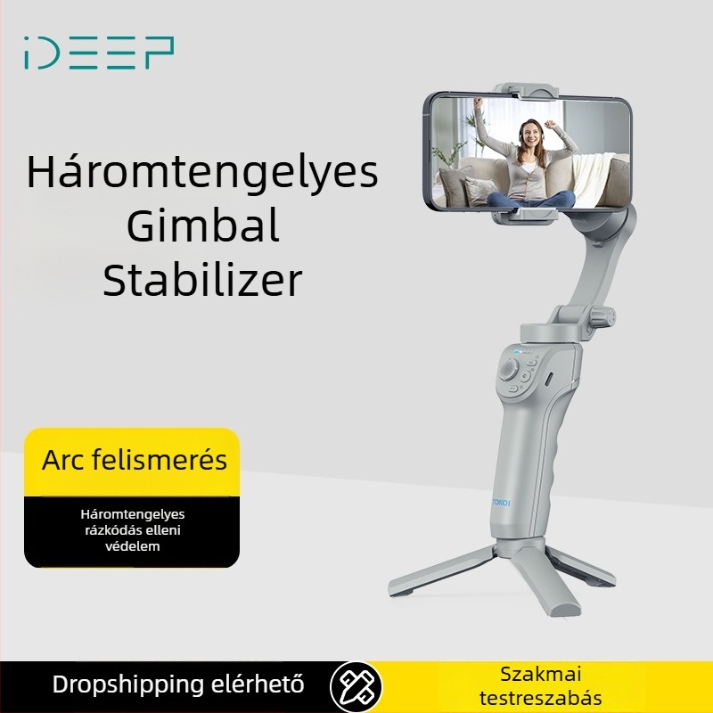 Kézben tartható 3-tengelyes telefonstabilizáló gimbal arcfelismeréssel, Bluetooth és távvezérlővel