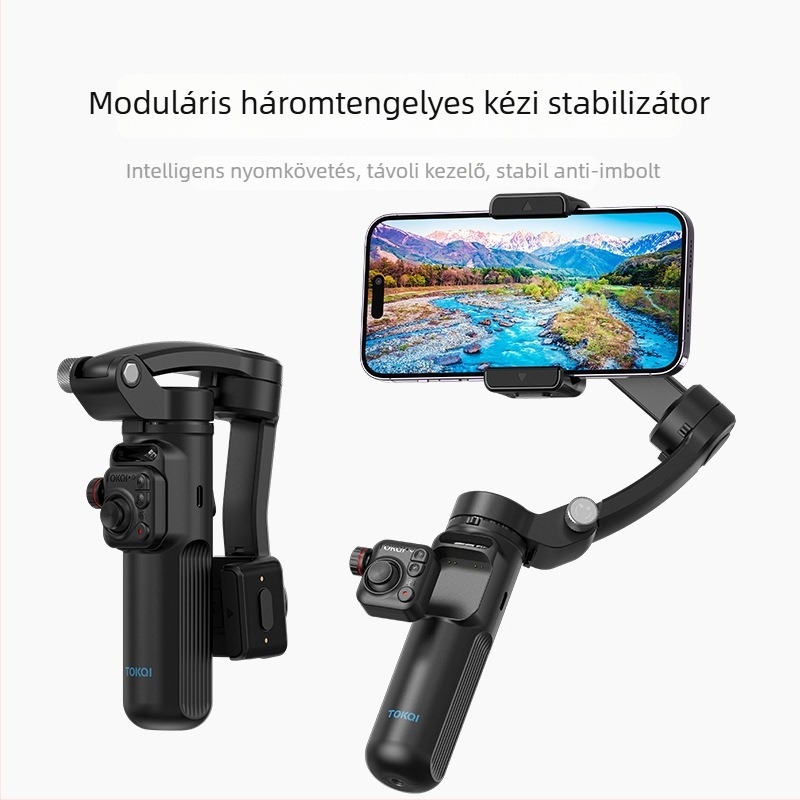 Kézben tartható 3-tengelyes telefonstabilizáló gimbal arcfelismeréssel, Bluetooth és távvezérlővel
