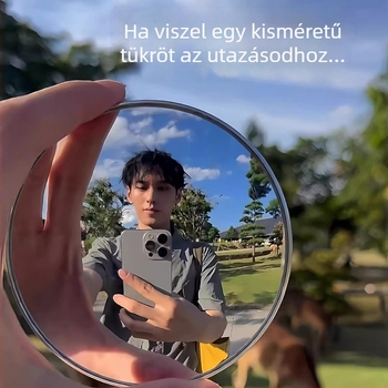Kézi konvex tükör utazási fotózáshoz – kör alakú tükör, műanyag keret, üveglencse, széles látószögű selfie eszköz