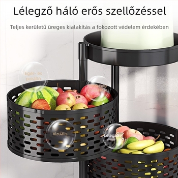 Forgó, szabadon álló 6-szintes tároló állvány nassolnivalók és zöldségek számára, mozgatható, modern minimalista dizájn