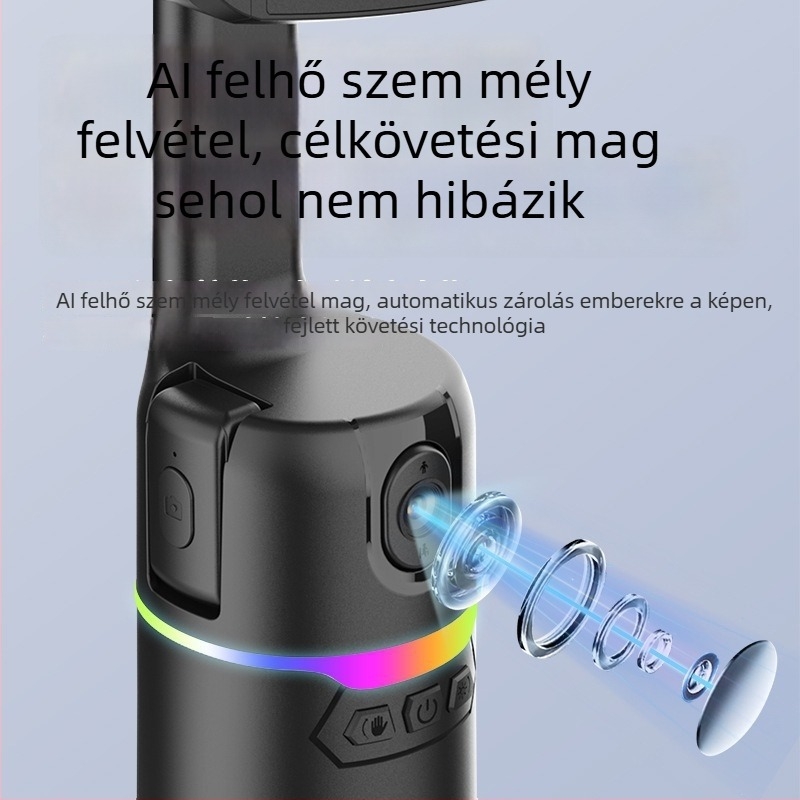Okostelefonhoz készült AI-alapú emberkövető gimball, 360° panorámás felvétel, távirányító, Bluetooth, beépített fény