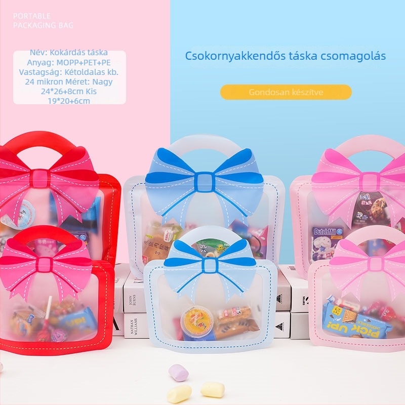 Rajzfilmszerű masnis álló ajándéktáska gyerekeknek, Zhongpeng csomagolás, testreszabható logó