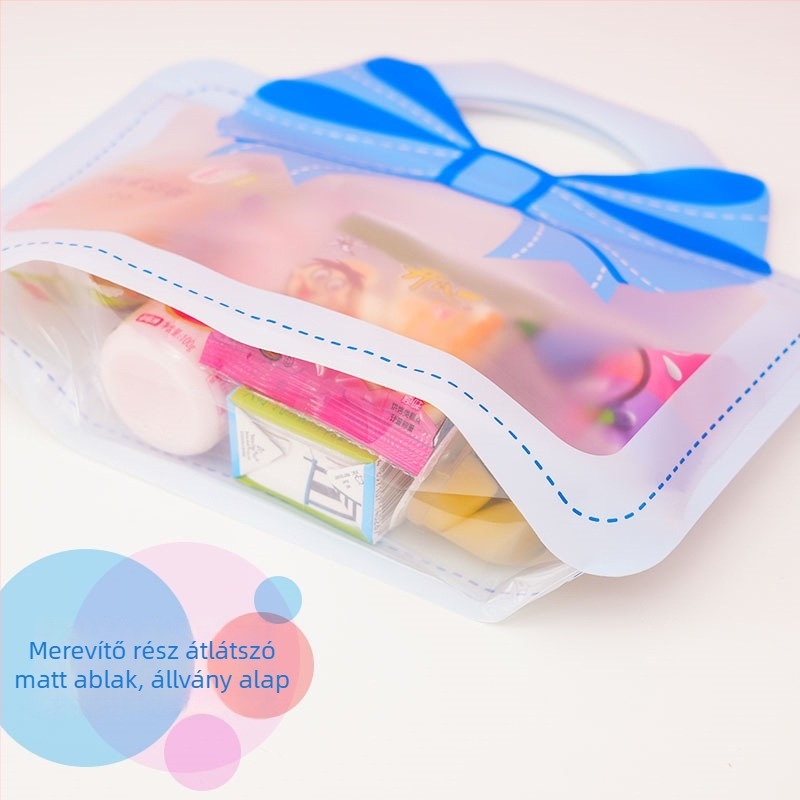 Rajzfilmszerű masnis álló ajándéktáska gyerekeknek, Zhongpeng csomagolás, testreszabható logó