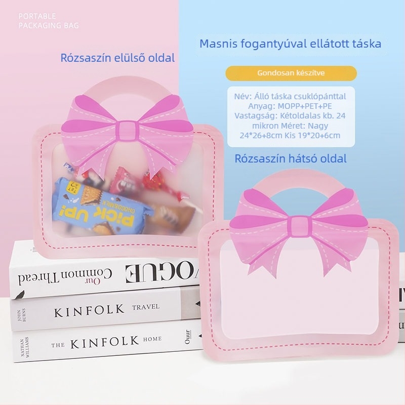 Rajzfilmszerű masnis álló ajándéktáska gyerekeknek, Zhongpeng csomagolás, testreszabható logó