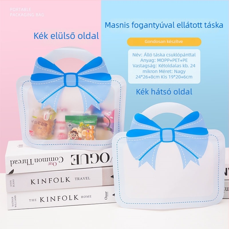 Rajzfilmszerű masnis álló ajándéktáska gyerekeknek, Zhongpeng csomagolás, testreszabható logó