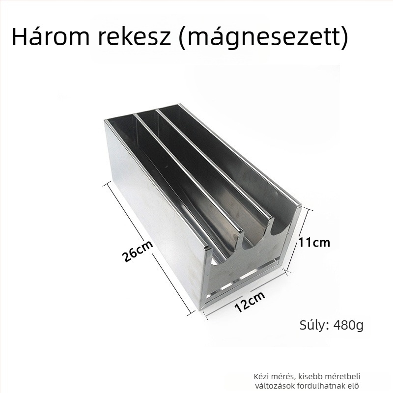 Rozsdamentes acél kés tartó, mozgatható, téglalap alakú kialakítás