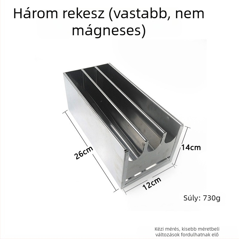 Rozsdamentes acél kés tartó, mozgatható, téglalap alakú kialakítás