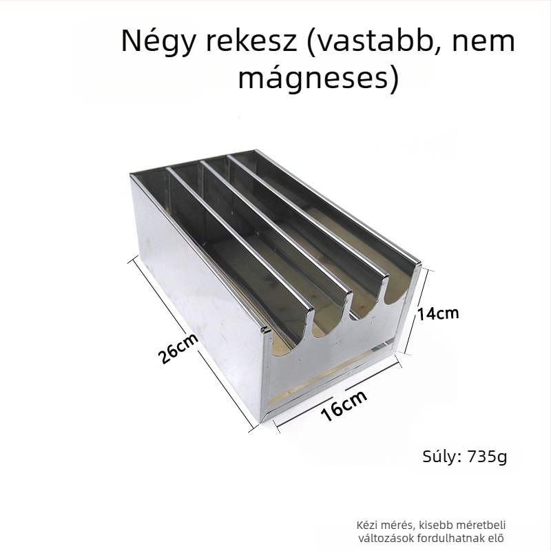Rozsdamentes acél kés tartó, mozgatható, téglalap alakú kialakítás