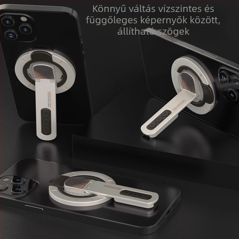 ABS anyagú mágneses állvány telefonhoz és tabletához, összecsukható és forgó, asztali tartó