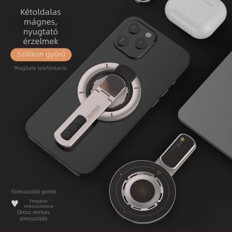 ABS anyagú mágneses állvány telefonhoz és tabletához, összecsukható és forgó, asztali tartó