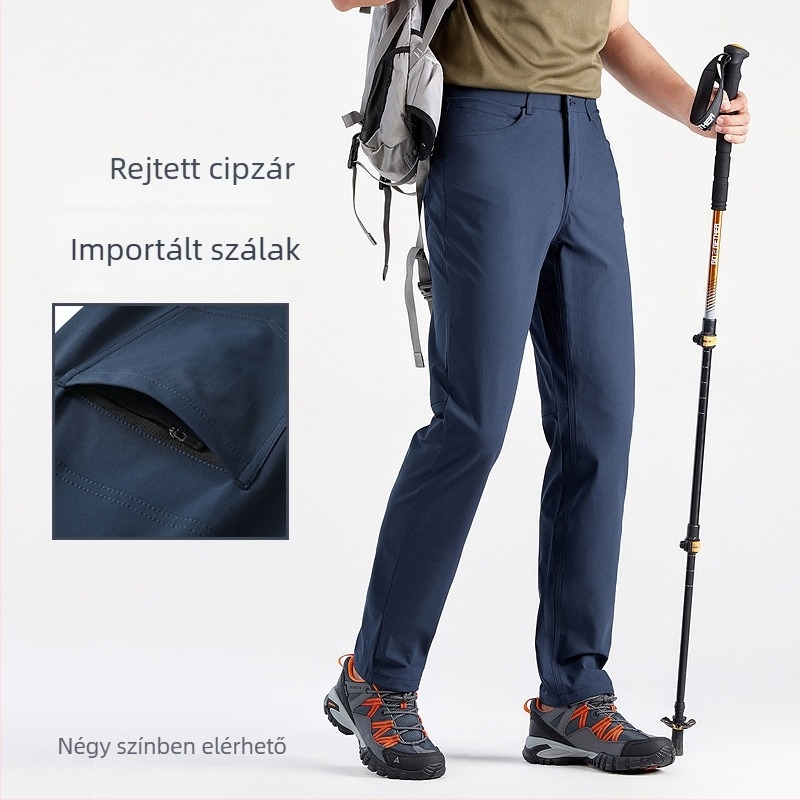 Férfi casual/munka nadrág, lélegző poliészter anyag, egyenes szabás, középmagas derék, cipzáras.