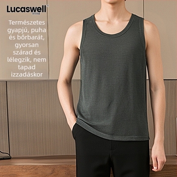 LUCASWELL Férfi sportmellény Merinó gyapjúból nedvességelvezető és bordázott mintázattal