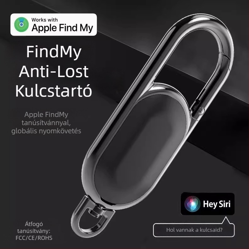 Már Find My-kompatibilis nyomkövető medál – Bluetooth, GPS, újratölthető 170–220 mAh akkumulátor, ABS+fém/PVC konstrukció