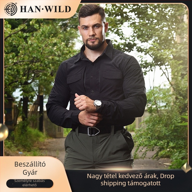 Hanye Outdoor Gyorsan száradó hosszú ujjú ing, nylon + spandex, uniszex, egyszínű minta, futás, kerékpározás és túrázás számára