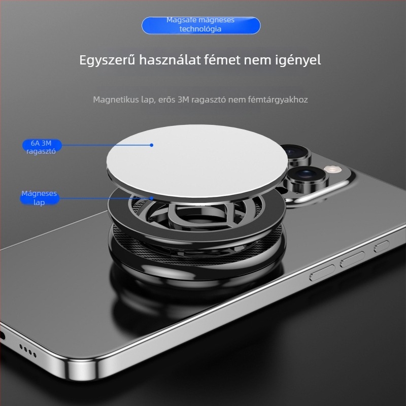 MagSafe kétoldalú mágneses tartó-állvány, fém kivitel, karbon rost textúra, 360°-os forgás, két-tengelyes összecsukható, könnyen hordozható