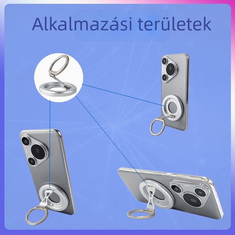 Alumíniumötvözetes telefon-tartó, dupla hajtású, mágneses, 360°-os forgás, asztali használatra – univerzális