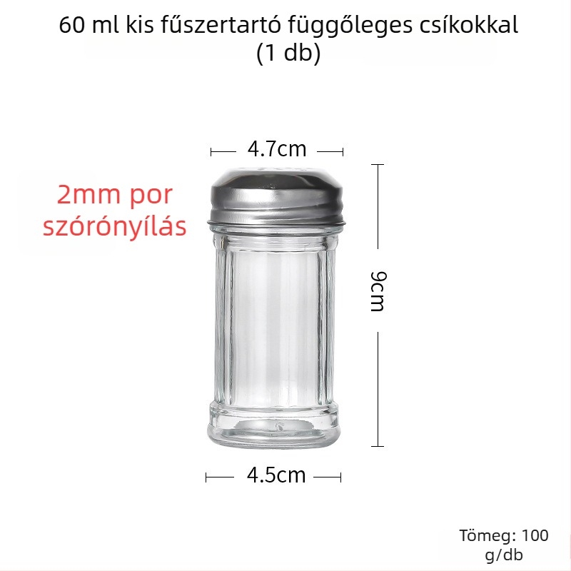 Üves fűszertartó permetezővel – bors és chili por grillezéshez, kreatív stílus