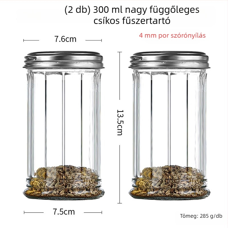 Üves fűszertartó permetezővel – bors és chili por grillezéshez, kreatív stílus