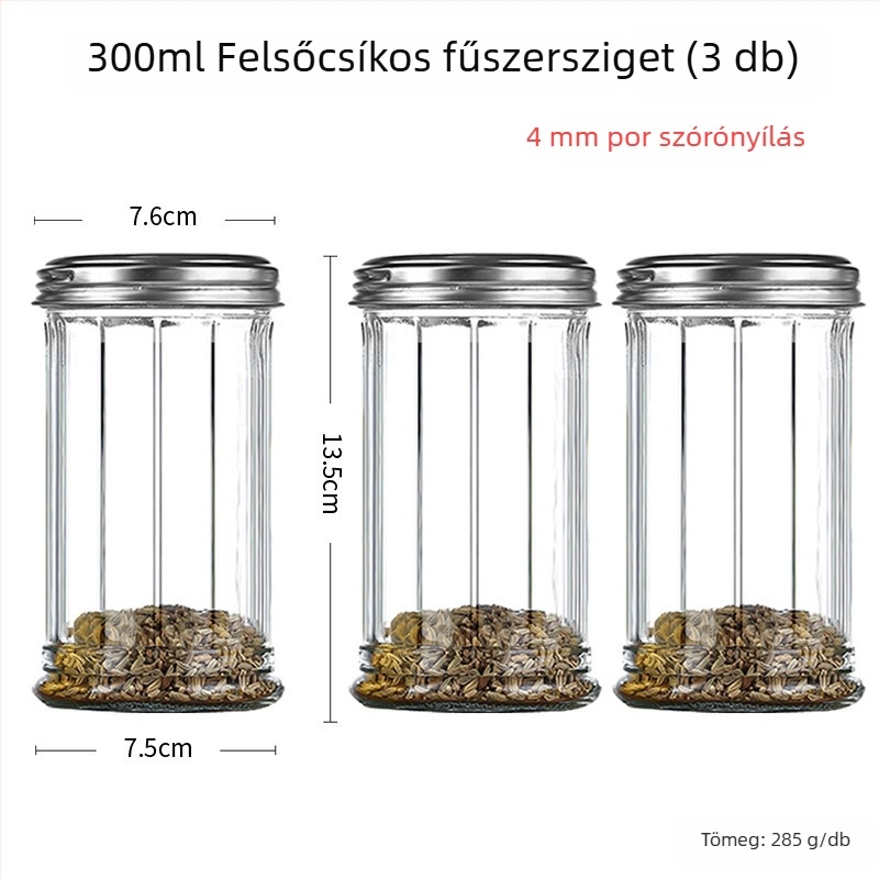 Üves fűszertartó permetezővel – bors és chili por grillezéshez, kreatív stílus