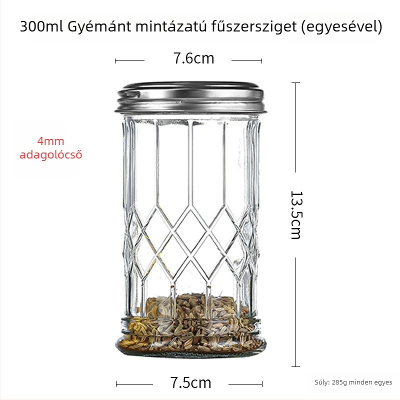 Üves fűszertartó permetezővel – bors és chili por grillezéshez, kreatív stílus