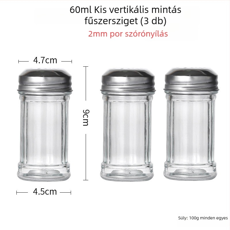 Üves fűszertartó permetezővel – bors és chili por grillezéshez, kreatív stílus