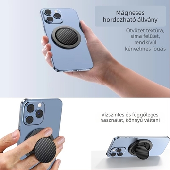 HS gyűrűtartó iPhone 16-hoz MagSafe mágneses csatlakozással, ötvözetes kialakítás, asztali tartó, testreszabható