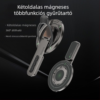 Telefontartó gyűrűs mágnessel - MagSafe, 360° forgás, asztali összecsukható, kettős mágneses tartó
