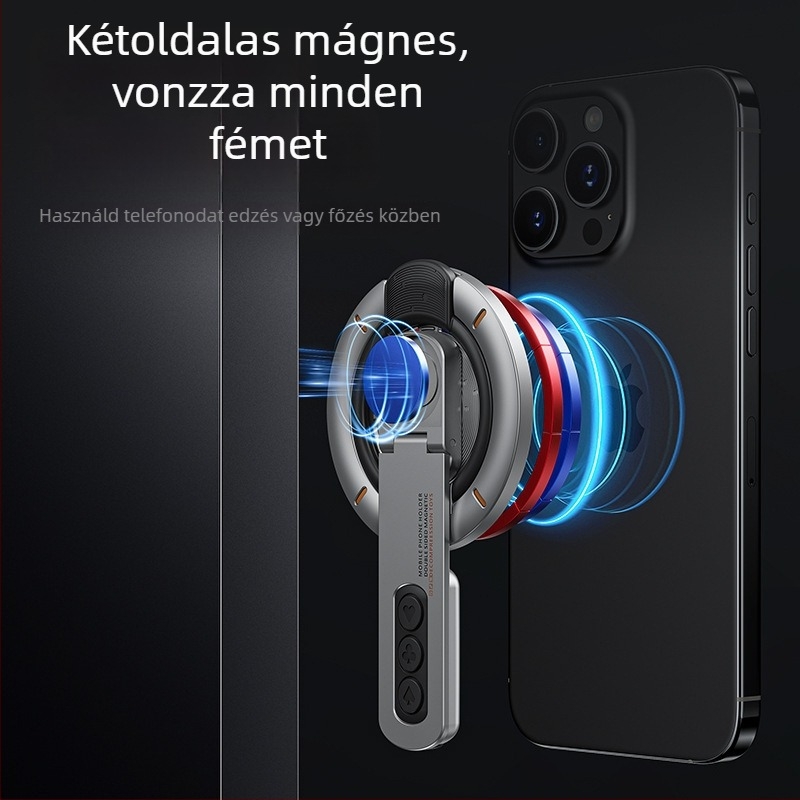 Telefontartó gyűrűs mágnessel - MagSafe, 360° forgás, asztali összecsukható, kettős mágneses tartó