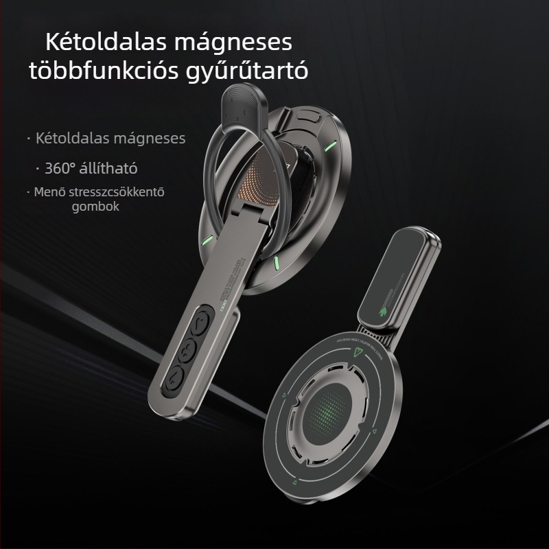 Telefontartó gyűrűs mágnessel - MagSafe, 360° forgás, asztali összecsukható, kettős mágneses tartó