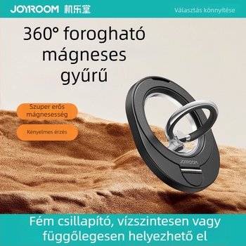 Forgatható és összecsukható mágneses gyűrűs tartó telefonhoz (cinkötvözet, ABS PC, szilikon)
