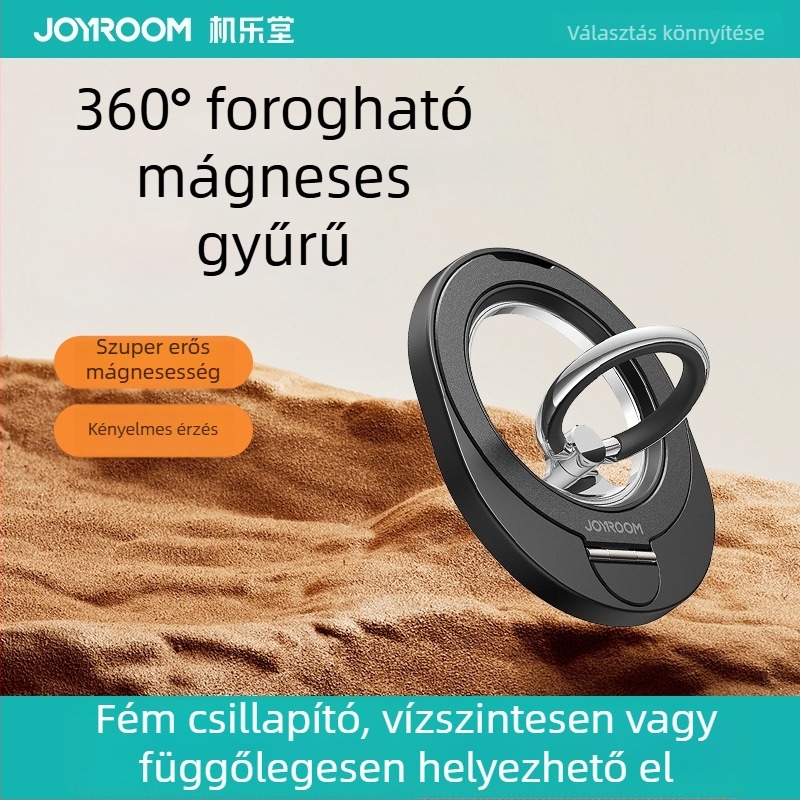 Forgatható és összecsukható mágneses gyűrűs tartó telefonhoz (cinkötvözet, ABS PC, szilikon)