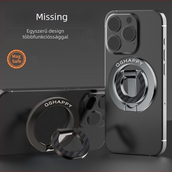 MagSafe-gyűrűs telefon-tartó, összecsukható fémből készült asztali forgó tartó