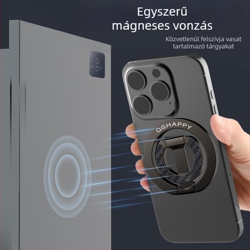MagSafe-gyűrűs telefon-tartó, összecsukható fémből készült asztali forgó tartó