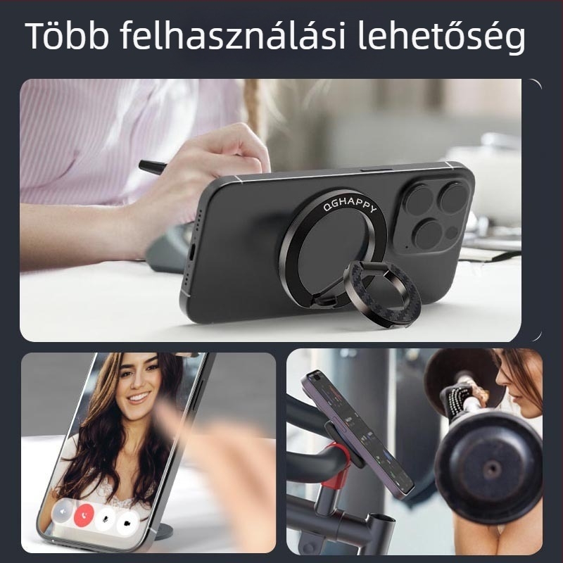 MagSafe-gyűrűs telefon-tartó, összecsukható fémből készült asztali forgó tartó