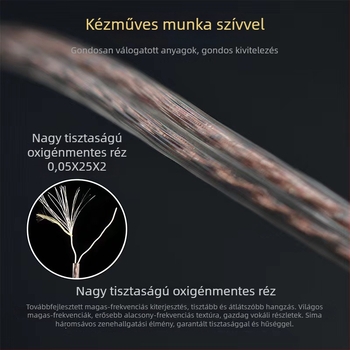 QDC KZ C Ningfan IEM cserekábel, oxigénmentes réz, kettős vezetők, 0.78 mm 2-pontos, 3.5 mm csatlakozó, HiFi